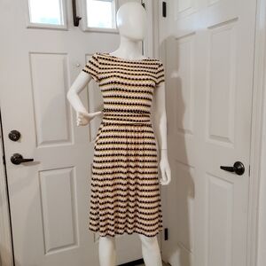 Boden Size 6 Elegant Striped Dress in Navy and Cream